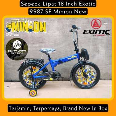 Sepeda Lipat / Folding Bike 18 Inch EXOTIC 9987 SF MINION STEEL New Blue Black