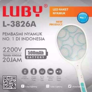 Raket Nyamuk Cas 3826A Lampu Led Merk Luby