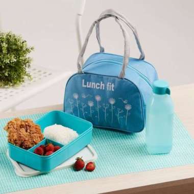 CPM Paket BekalLunch Fit Flowery Lunch Fit Lunch Bag Super Murah Biru