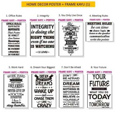Home Decor Frame Kayu Poster Spanram Motivasi Quotes Hiasan Kantor Rum