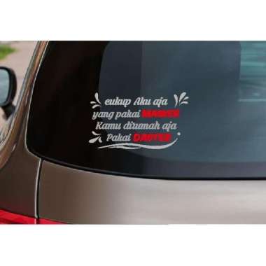 Stiker Cukup Aku Saja Pakai Masker Daster Kata Kalimat Lucu Truk Mobil Putih