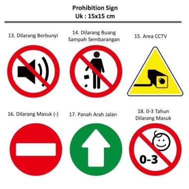 Stiker Dilarang Prohibition Sign Tanda Logo EHS Safety CCTV Sampah Jal