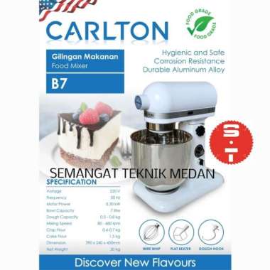 B7 MESIN PENGADUK PLANETARY MIXER ADONAN ROTI TEPUNG 7 LITER L CARLTON