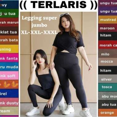 Celana Legging Wanita XXL-XXXL Super Jumbo Leging Polos Spandex Tebal XL Coksu