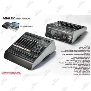Power Mixer ASHLEY TopSound Top Sound 8 Channel Professional Mixer