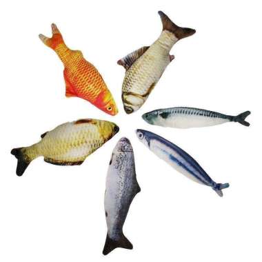 Mainan Kucing Boneka Catnip Empuk Bentuk Ikan Mirip Ikan Asli