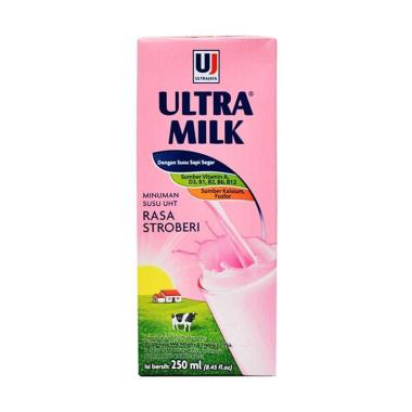 Promo Harga Ultra Milk Susu UHT Stroberi 250 ml - Blibli