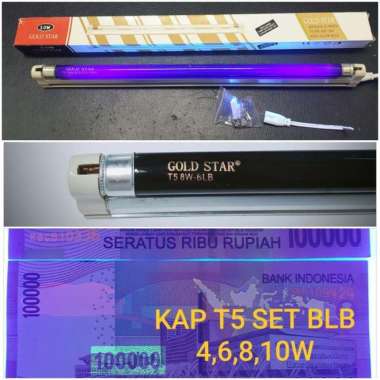 Set Lampu T5 10W 35.5cm BLB/UV/Neon Glow 220v FREE Steker Gepeng 1 Fas Kap+T5 10w BLB