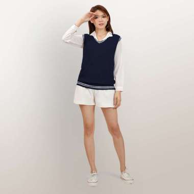 Rompi Rajut seragam Kantor wanita Fashion Model Terbaru - Jfashion Exotra S Navy