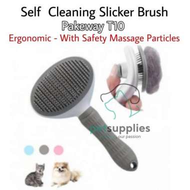 Pet Slicker Brush Pakeway T10 Self Cleaning Slicker Brush Dog Cat