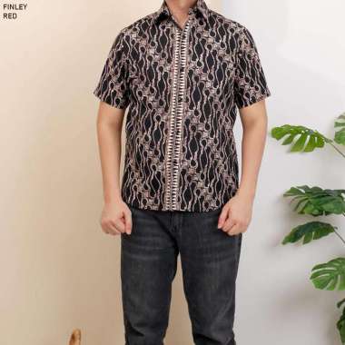 Evercloth Finley Kemeja Batik Pria Lengan Pendek Hem Batik Cowok Baju JUMBO BLACK