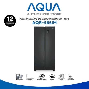 AQUA JAPAN Kulkas Side by Side AQR-565IM GARANSI RESMI HITAM