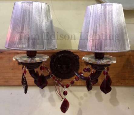Lampu Dinding Kristal Klasik Indoor Chandelier Maroon Merah