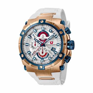 Charles Jourdan Chronograph CJ-1212/1022 COriginal Jam Tangan Pria White Rosegold