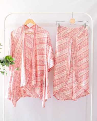 ONE SET BATIK WANITA SETELAN OUTER BERLENGAN ONESET KONDANGAN ONESET BAWAHAN KULOT 7/8 ONESET BATIK 