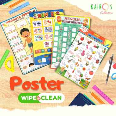 Poster Wipe and Clean (Tanpa Spidol) Anak Paud TK Belajar Menulis ABC Abjad