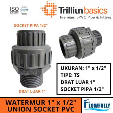 WATERMUR DRAT LUAR TS 1 x 1/2 IN TRILLIUN UNION PVC 1 x 0.5" WATERMOOR