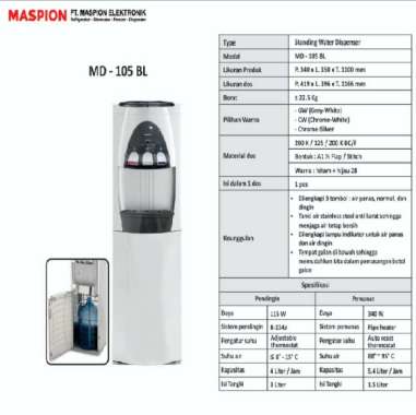 Maspion Water Dispenser MD-105BL Galon Bawah