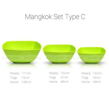 Mangkok Set Besar Kecil - Paket Mangkok Melamin - Mangkok Melamin - Set Mangkok Melamin Hijau Set C