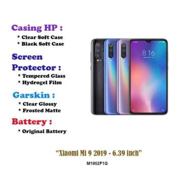 Xiaomi Mi 9 2019 - 6.39 inch - Case - Screen Protector - Battery - Dll Black Soft Case