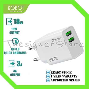 Charger Robot RT-F3 Adapter Charger Dual Port Quick Charge 3.0 18W