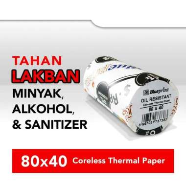 Thermal Oil Resistant BLUEPRINT Kertas Struk TAHAN LAKBAN 80x40 mm