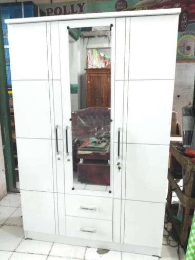 lemari pakaian buka tutup knockdown minimalis - lemari pakaian 3 pintu kayu triplek - lemari baju en