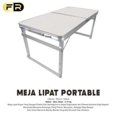 Meja Lipat Portable Koper Kaki Kotak / Meja Belajar / Makan / Pameran Putih