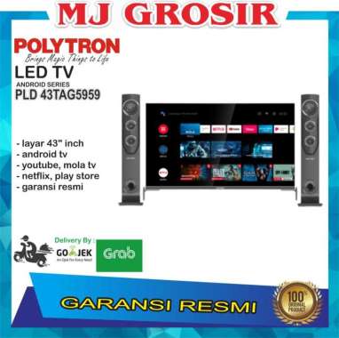 LED TV POLYTRON 43" 43TAG5959 43 INCH USB MOVIE ANDROID TOWER SPEAKER