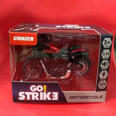 Diecast Cruzer Go Strike HERLEY DAVIDSON MERAH Motorcycle Scale 1:14 Light & Sound Ori koleksi