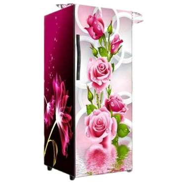 Stiker Kulkas 1 Pintu Wallpaper Kulkas Bunga Mawar Pink 60cm x 120cm