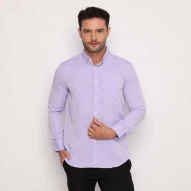Platini Baju Kemeja Pria Lengan Panjang Polos Polinosic Ungu 66245 S
