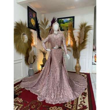 Baju pakaian gaun pengantin busana pernikahan wanita gown dress wedding dress slim span muslim perem