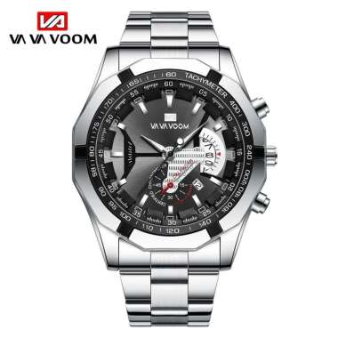 Jam Tangan Original VA VA VOOM S001 Rantai Original Jam Pria Kado Baja luminous kalender bussines fo