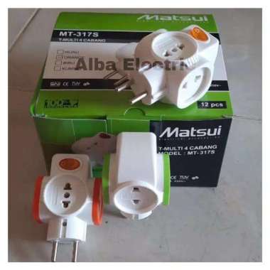 Steker T Multi cabang 4 on off MATSUI 317S Colokan T cabang 4+saklar