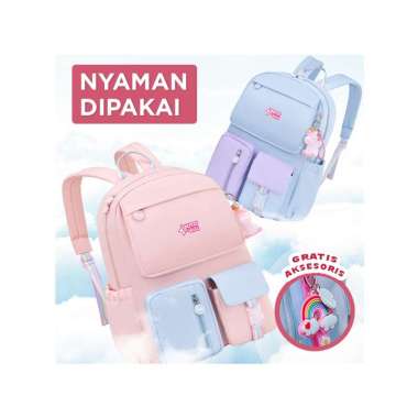 Goto Wiggle Tas Ransel Sekolah Backpack Anak Perempuan Remaja SD SMP SIZE M BLACK