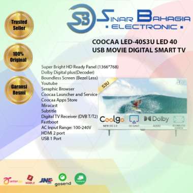 COOCAA LED-40S3U LED 40 USB MOVIE DIGITAL SMART TV (NEW) (KHUSUS BANDUNG)