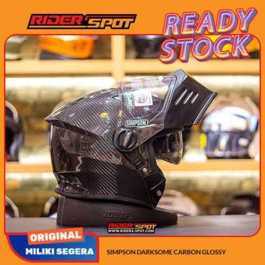 Helm Motor SIMPSON Darksome Carbon Glossy Modular Helmet Original USA Carbon Glossy