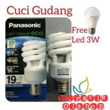 Promo Lampu Panasonic Spiral 19 Watt Free LED 3 watt 19 WATT KUNING