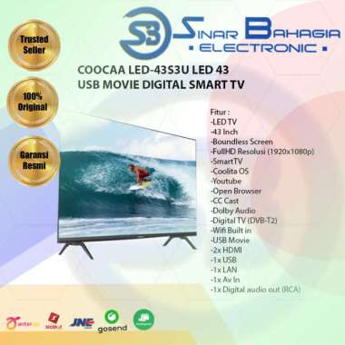 COOCAA LED-43S3U LED 43 USB MOVIE DIGITAL SMART TV (NEW)(KHUSUS BANDUNG)