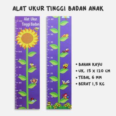 Pengukur tinggi badan / Alat Ukur Tinggi Badan Anak Desain Gambar menarik untuk anak anak UNGU BUNGA