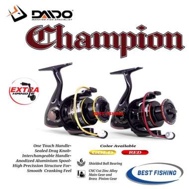 REEL DAIDO CHAMPION ALUMINIUM SPOOL 6 BEARING UKURAN 800 SAMPAI 6000 GRATIS HANDLE 1000,RED