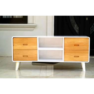 Meja TV Minimalis Luna | Meja TV Retro | Meja Kayu Jati Belanda Oven | Meja Rak TV Minimalis | Kayu 