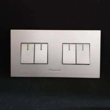 Saklar Panasonic 2 Gang Seri + Seri Panasonic Kotak Segi Silver