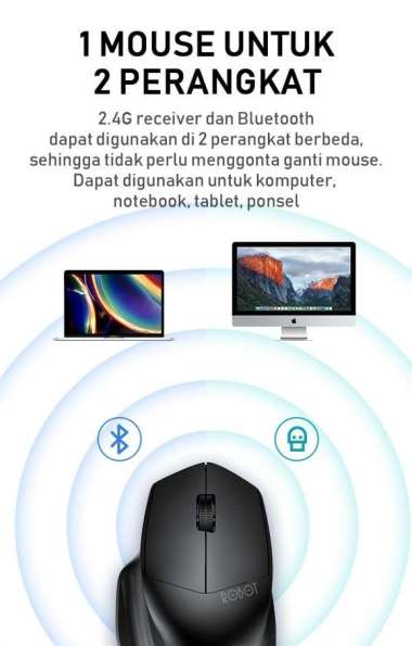 Robot M350 Mouse Bluetooth Wireless 2.4G Multi Mode Silent Mouse warna M350