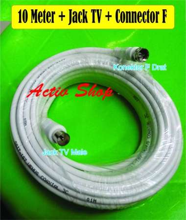 Kabel Antena TV Digital VENUS 10 meter + Konektor F + Jack TV Male ukuran KABEL FREE JACK
