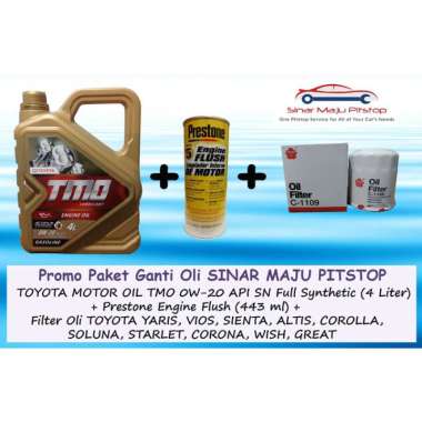 TMO Paket Ganti Oli Mobil for Toyota Yaris/ Vios/ Sienta/ Altis [TMO 0W-20 API SN 4 Liter/ Engine Fl