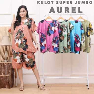 Setelan celana pendek Kulot super jumbo 177.500 dapat 5 motif ld 120 - 130 dada kancing bahan rayon 