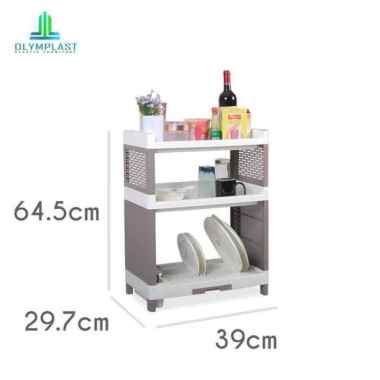 Rak piring plastik 3 susun olymplast Putih Coklat