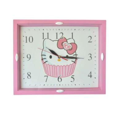 Esa Hello Kitty Winnie The Pooh Doraemon Jam Dinding Anak [35 cm] + Free Baterai - #Pink